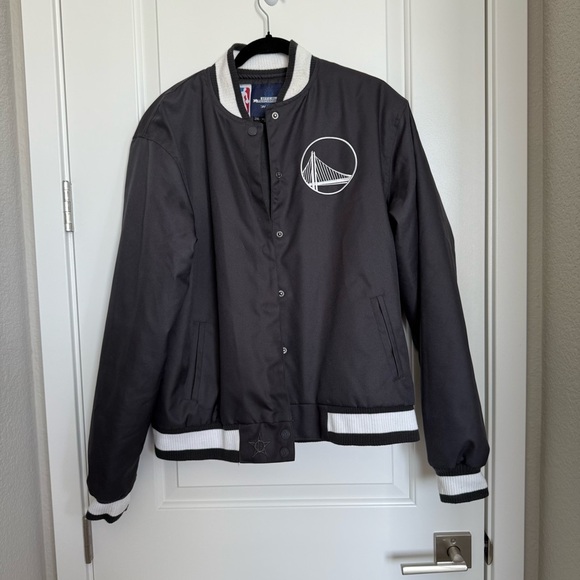 NBA Women's Golden State Warriors JH Design Gray PolyTwill Logo Jacket Unisex 2X - Picture 4 of 11